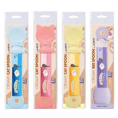 【M-PETS】エムペッツ　Creamy CAT／BEEスプーン （全4色）  トリーツ専用スプーン  袋の誤食防止  誤飲防止