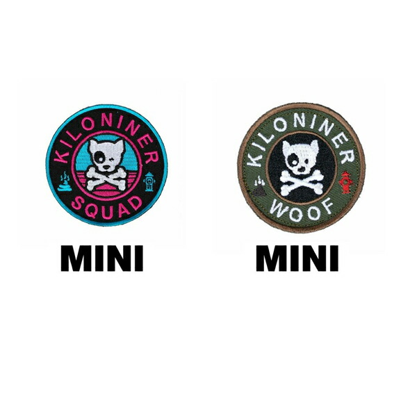 【KILONINER】 ミニ　ドッグ＆クロスボーン　パッチ （ピンクターコイズ・マルチカム）