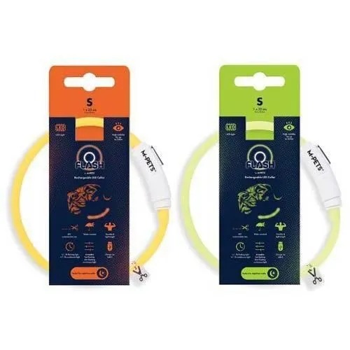 【M-PETS】エムペッツ　FLASH LEDカラー （全2色）（S・M・Lサイズ） 首輪  LEDライト  お散歩  早朝  夜間    暗い時間帯 LEDライト  高光度ライト  充電式　事故防止