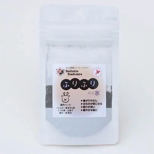 【ホリスティックフードケア】　ふりふり水（鹿）犬・猫用 （12g）ふりかけ  鹿肉    着色料・保存料・酸化防止剤不使用  黒豆きな粉  菊花  炭  山査子  梅酢  カルシウム  健康維持