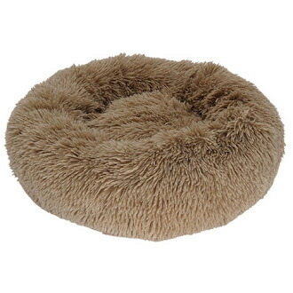 【イエティ】ふかふか　ラウンドベッド （ブラウン・グレー） 犬ベッド  ファー  ふわふわ 手触り 肌触り クッション 寝心地