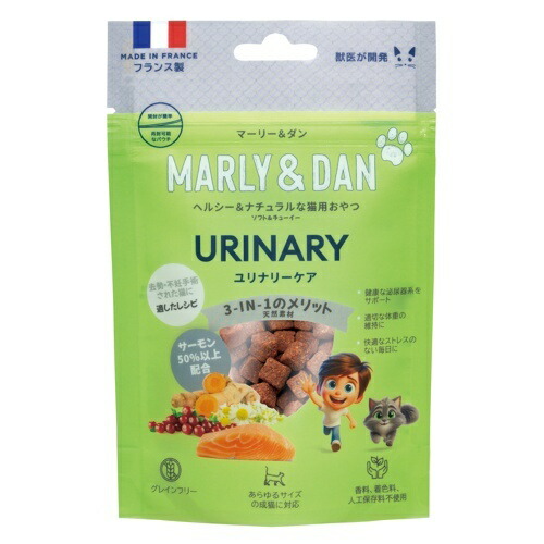 【MARLY＆DAN】 猫用ソフト＆チューイー　ユリナリーケア（40g）泌尿器系サポート 去勢  不妊手術  排尿時の不快感   クランベリー  ココナッツ  さつまいも  天然素材  ストレスケア
