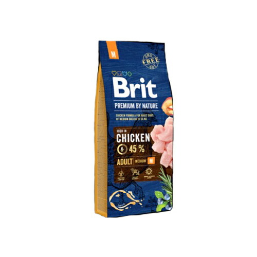 【Brit】ブリットプレミアム  アダルト M（中粒）【15kg】中粒タイプ  鶏肉  中型犬  成犬  シニア犬