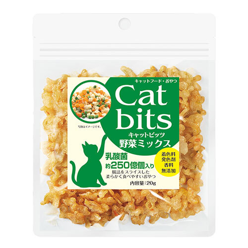 【Cat bits】キャットビッツ　野菜ミックス（20g） おやつ  乳酸菌  野菜 βカロチン ビタミンC ・ E  抗酸化作用  国産鶏肉  着色料・発色剤・香料無添加