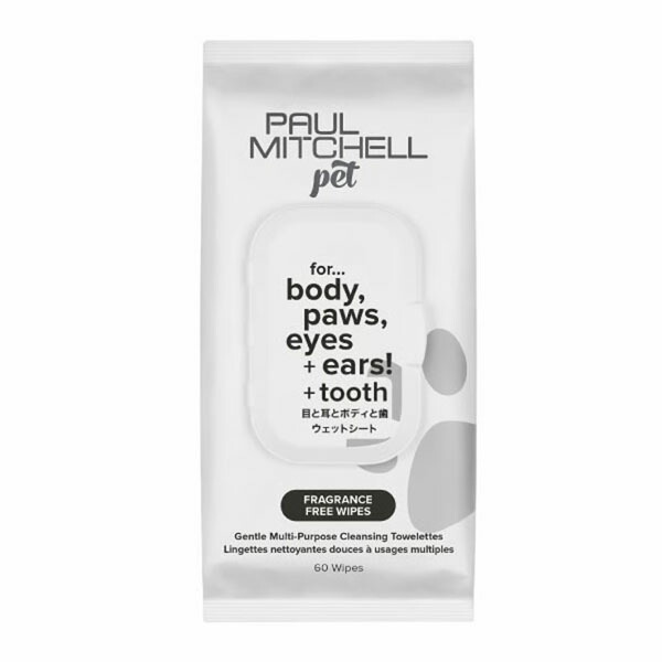【Paul Mitcheli Pet】ポールミッチェルペット　目と耳とボディと歯のウェットシート  （60枚入り）  ボディの汚れ  目と耳の汚れ  リフレッシュ  アロエベラエキス  キャスターオイル配合  Wビーガン成分配合